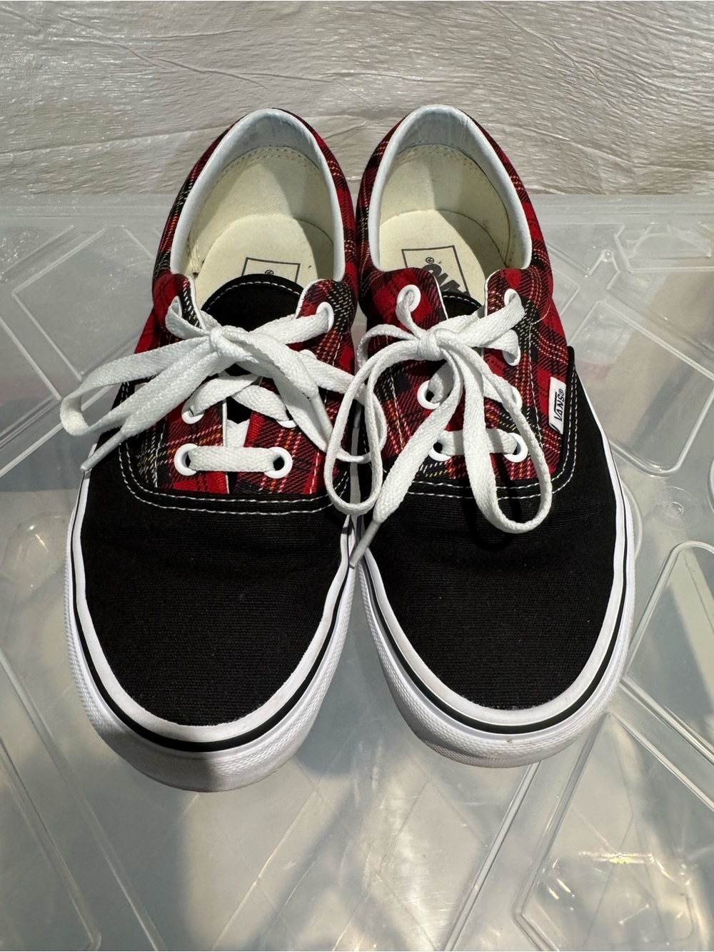 Vans Era Black Red Plaid Tartan Canvas Sneakers Women’s Size 7 Men’s 5.5 EU 37